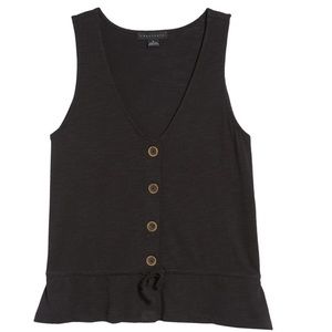 Sanctuary- Heartstrings Button Tank/ Large/ Black, New without tags